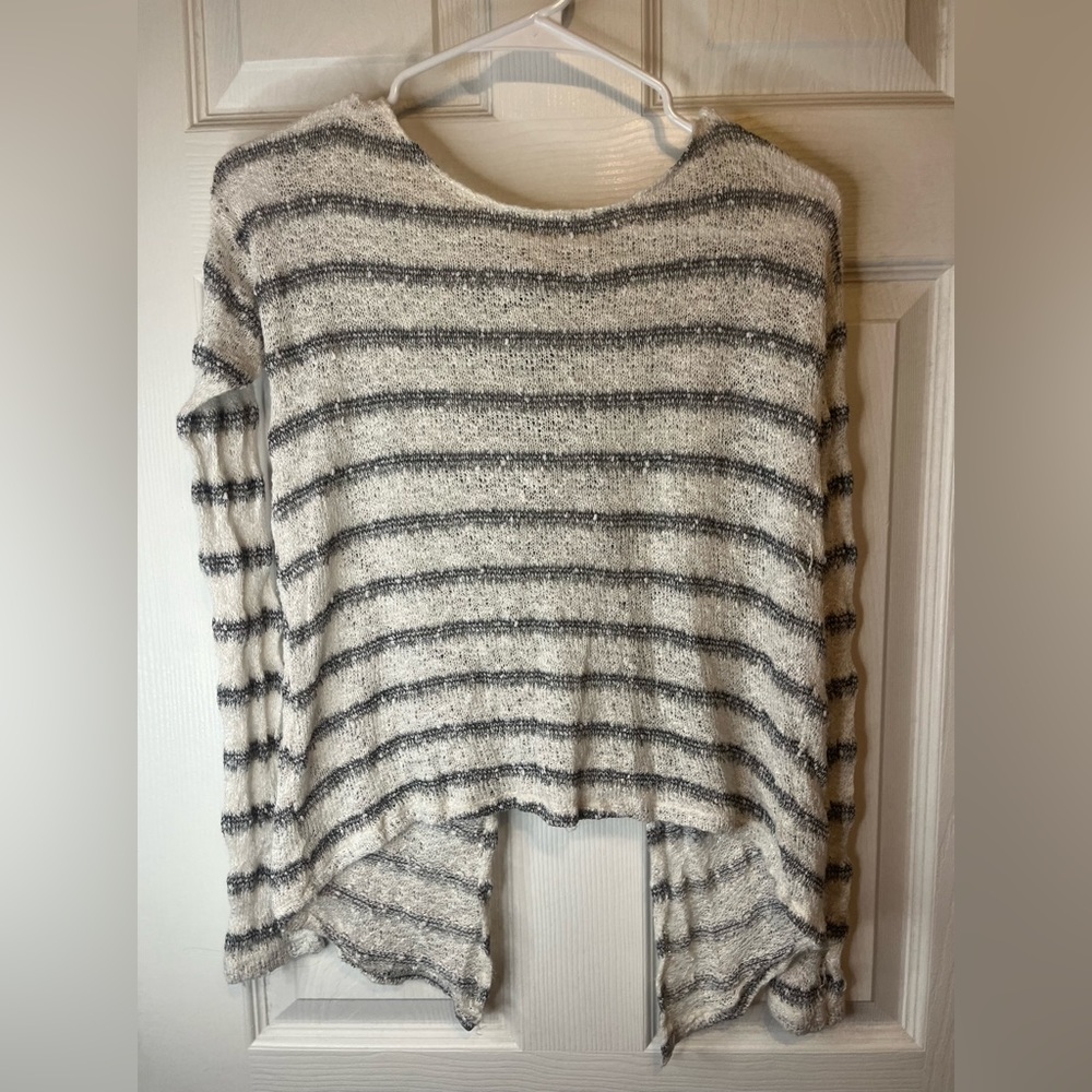 open back small striped sweater